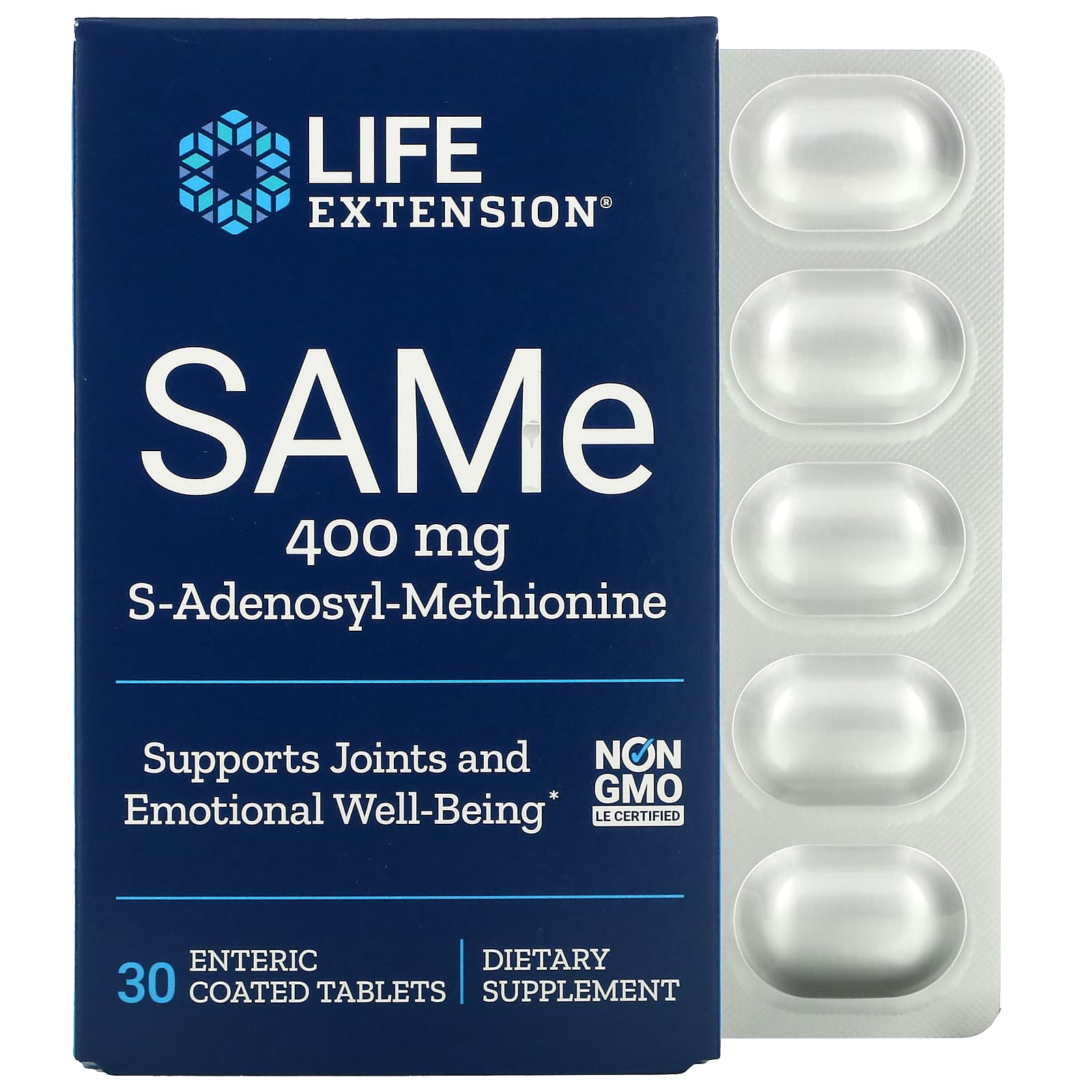 Life Extension, SAMe (Disulfate Tosylate), 40, 30 Enteric Coated Tablets UPC 737870217633 | HiLife Vitamins
